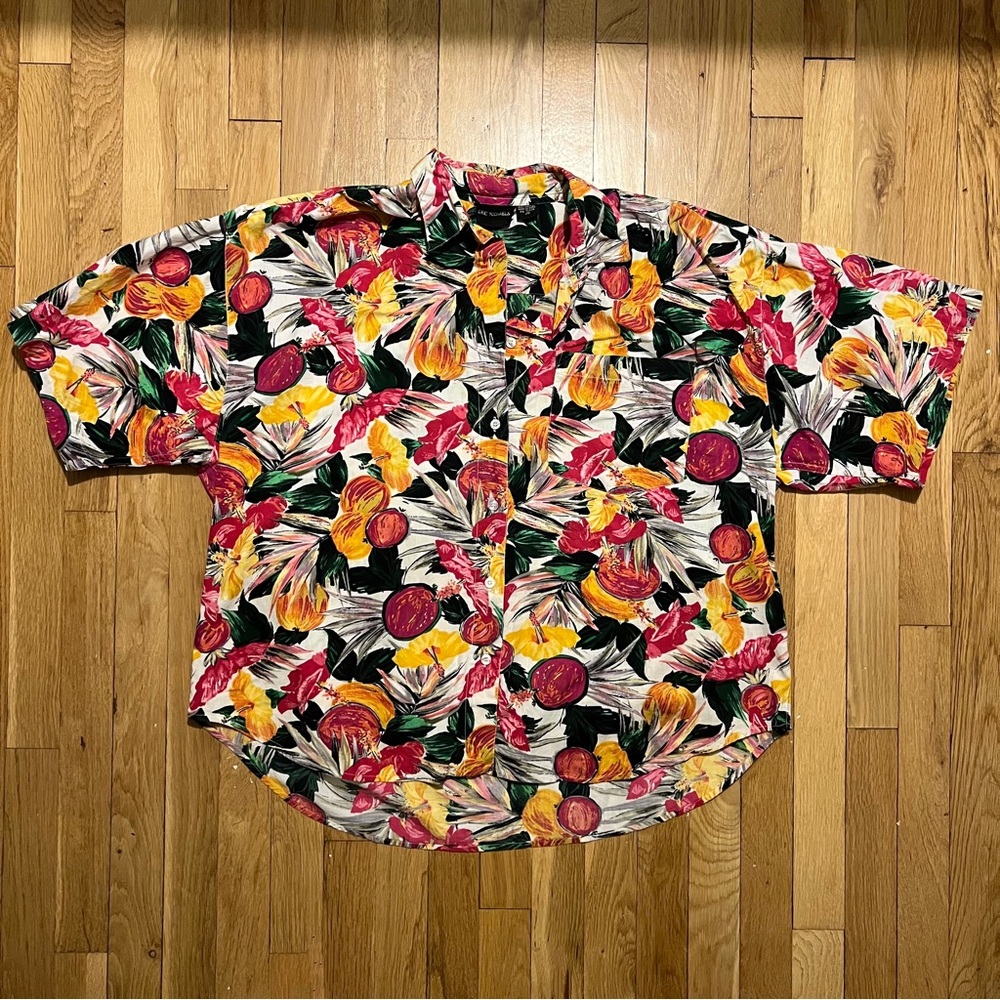Vintage Eric Michaels Multicolor Floral Button Down Shirt Blouse XXL